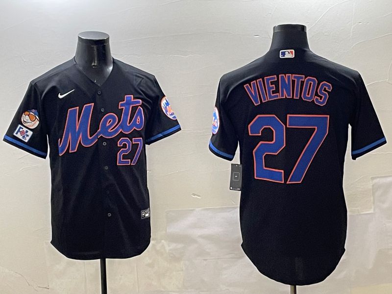 Men New York Mets 27 Vientos Black Game 2025 Nike MLB Jersey style 8